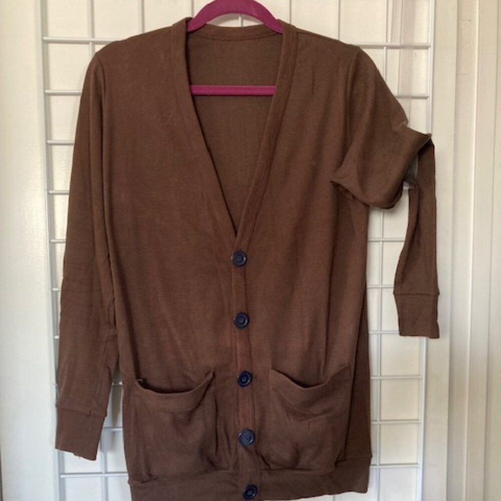 Brown Button Down Sweater w/Pockets Size Large